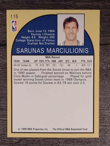 1990-91 Hoops #115 Sarunas Marciulionis RC