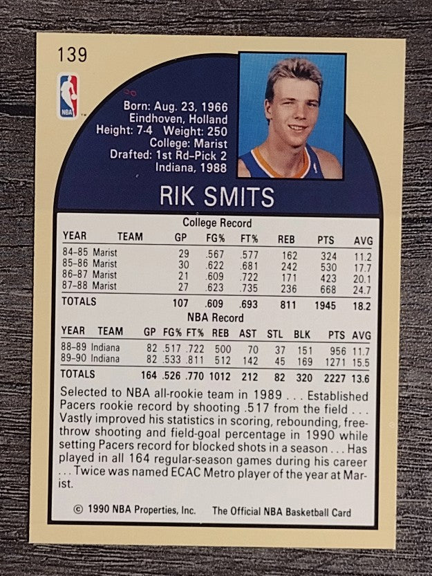 1990-91 Hoops #139 Rik Smits