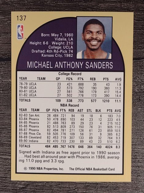 1990-91 Hoops #137 Mike Sanders