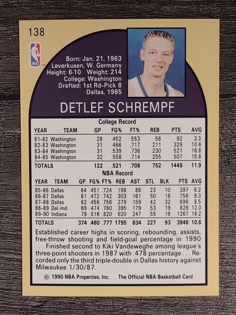 1990-91 Hoops #138 Detlef Schrempf