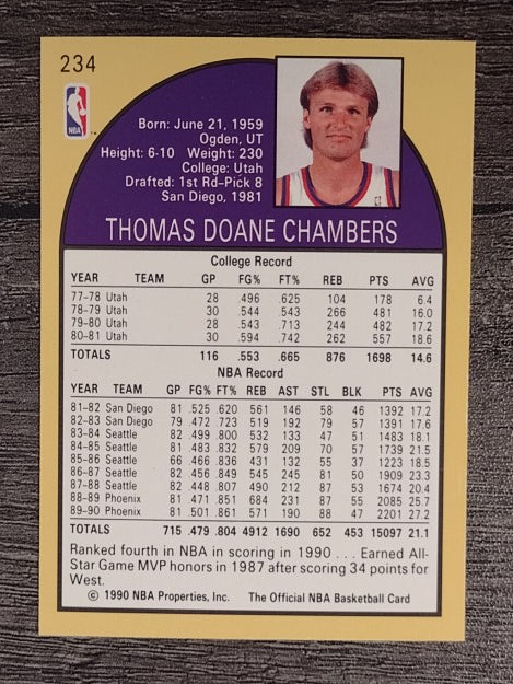 1990-91 Hoops #234A Tom Chambers/First series; Forward on front