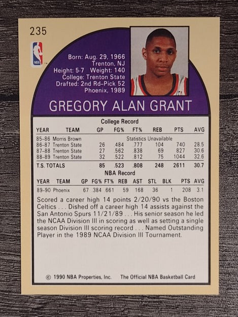 1990-91 Hoops #235 Greg Grant SP RC