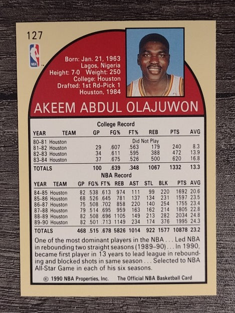 1990-91 Hoops #127 Hakeem Olajuwon