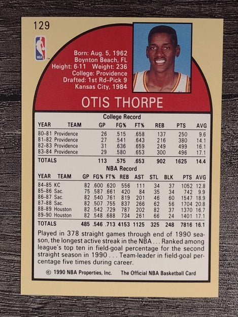1990-91 Hoops #129 Otis Thorpe
