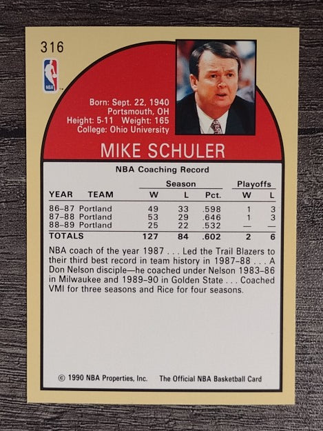 1990-91 Hoops #316 Mike Schuler CO