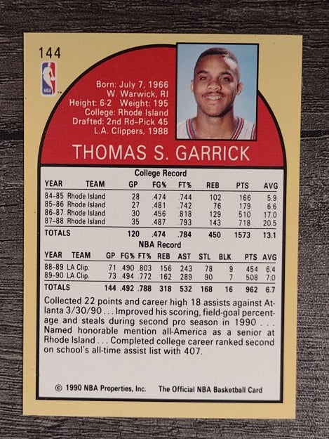 1990-91 Hoops #144 Tom Garrick