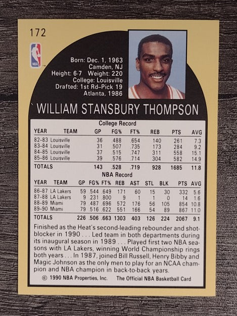 1990-91 Hoops #172A Billy Thompson/First series