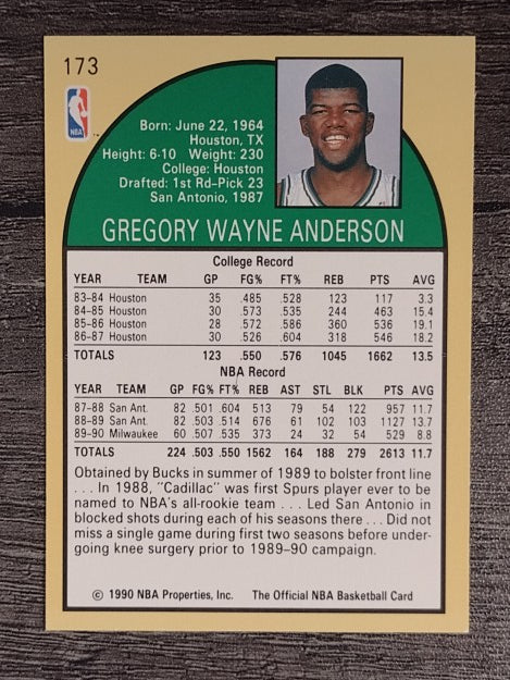 1990-91 Hoops #173 Greg Anderson