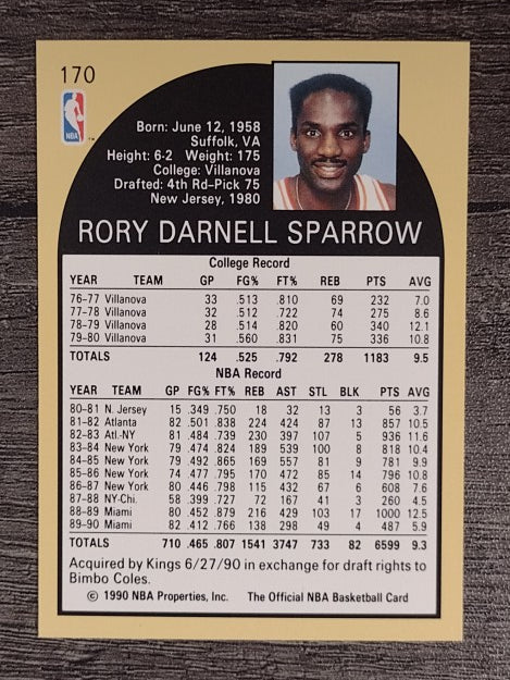 1990-91 Hoops #170 Rory Sparrow SP