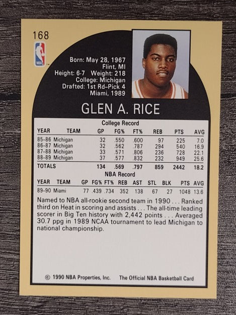1990-91 Hoops #168 Glen Rice RC