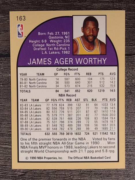 1990-91 Hoops #163 James Worthy