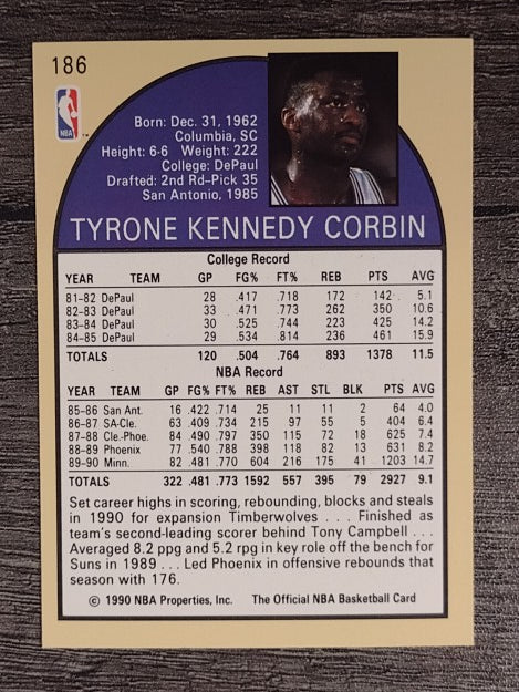 1990-91 Hoops #186 Tyrone Corbin