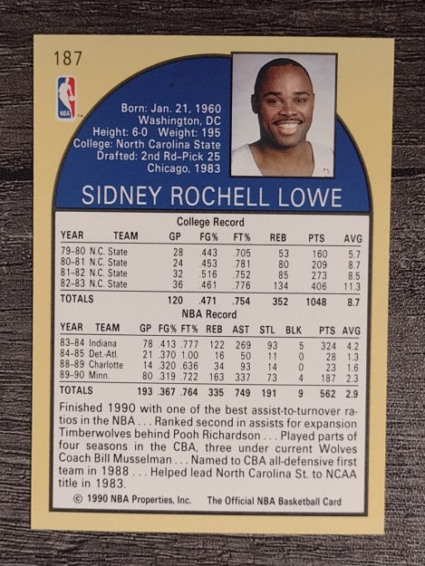 1990-91 Hoops #187 Sidney Lowe SP