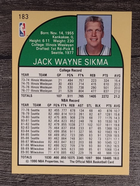 1990-91 Hoops #183 Jack Sikma