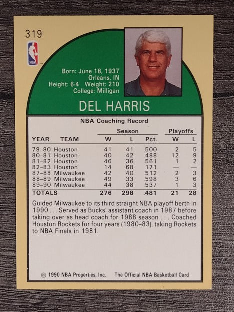 1990-91 Hoops #319 Del Harris CO