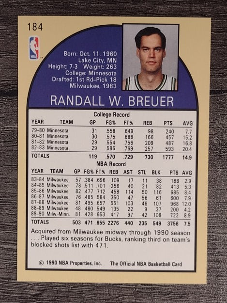 1990-91 Hoops #184 Randy Breuer