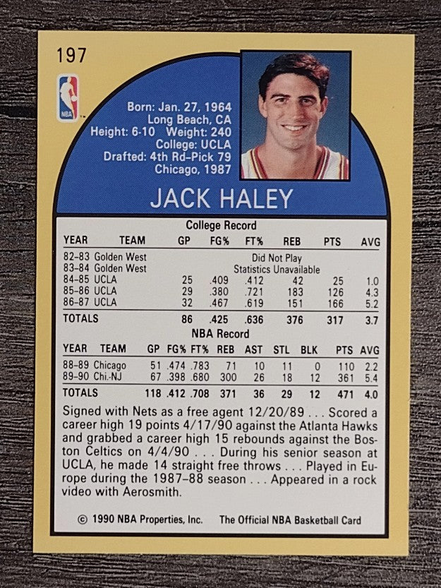 1990-91 Hoops #197 Jack Haley RC
