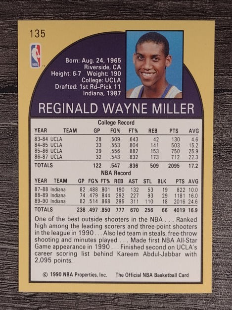 1990-91 Hoops #135 Reggie Miller