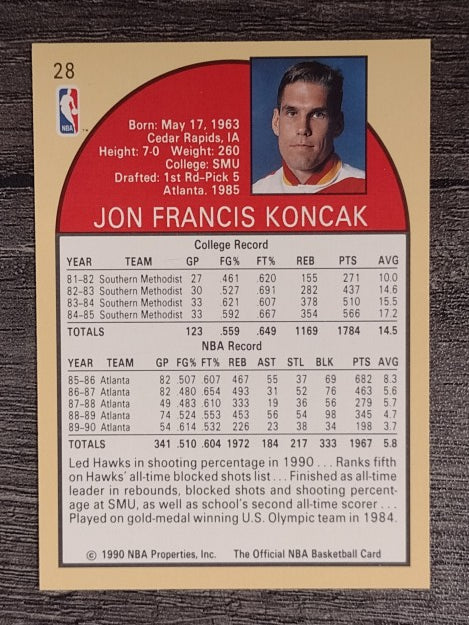1990-91 Hoops #28 Jon Koncak