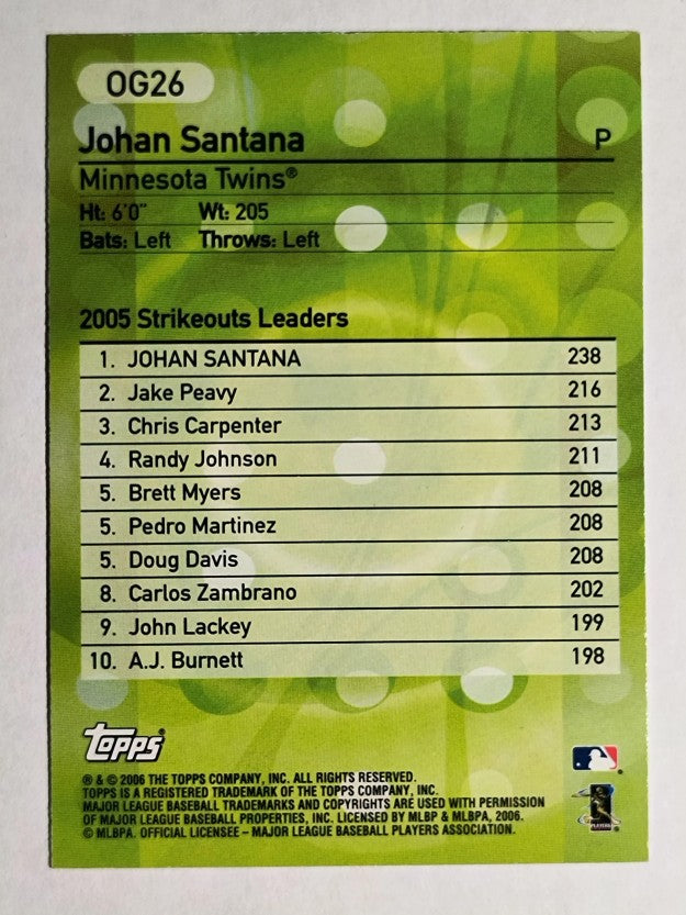 2006 Topps Own the Game #OG26 Johan Santana