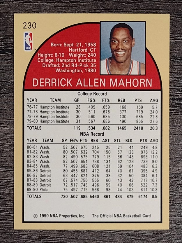 1990-91 Hoops #230 Rick Mahorn