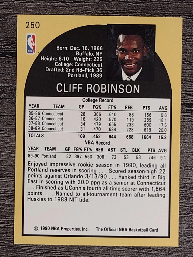 1990-91 Hoops #250 Clifford Robinson RC