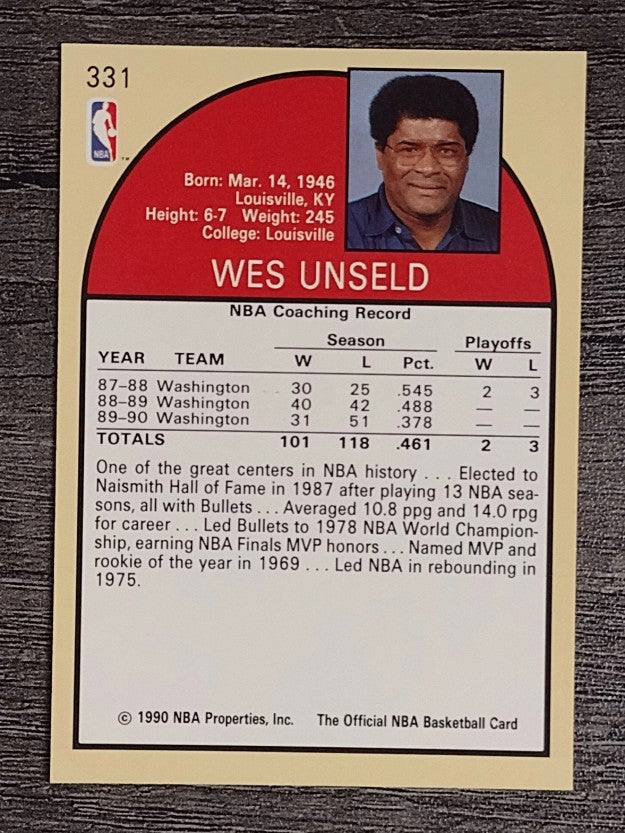 1990-91 Hoops #331 Wes Unseld CO