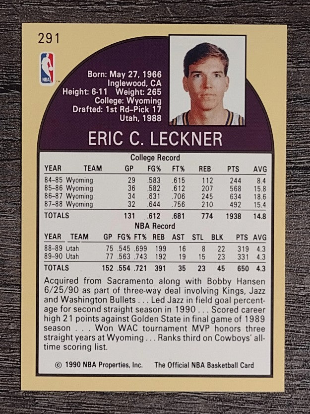 1990-91 Hoops #291 Eric Leckner SP