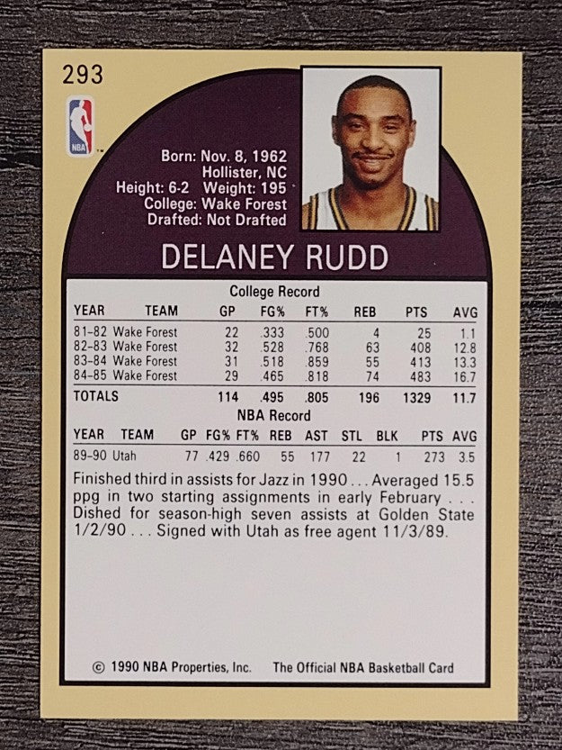 1990-91 Hoops #293 Delaney Rudd