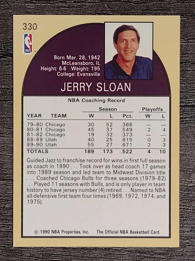 1990-91 Hoops #330 Jerry Sloan CO