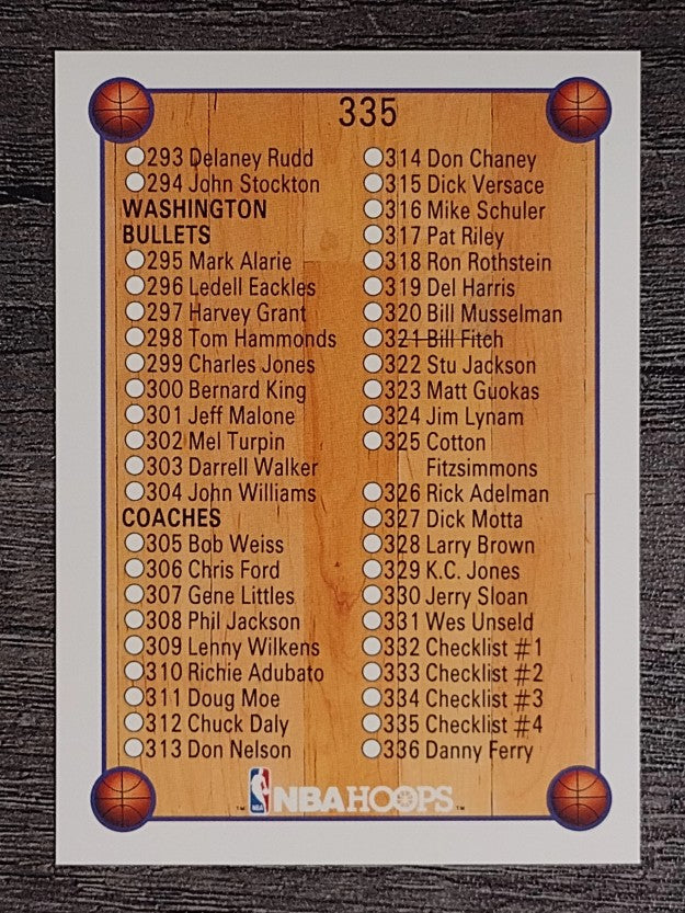 1990-91 Hoops #335 Checklist 4 SP