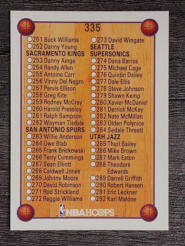 1990-91 Hoops #335 Checklist 4 SP