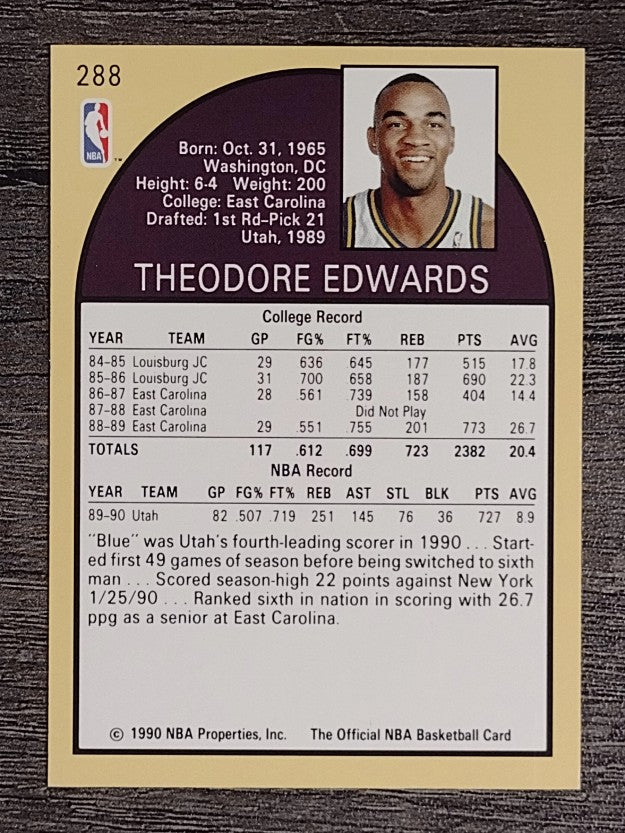1990-91 Hoops #288 Blue Edwards RC