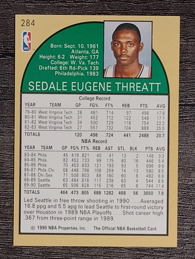 1990-91 Hoops #284 Sedale Threatt