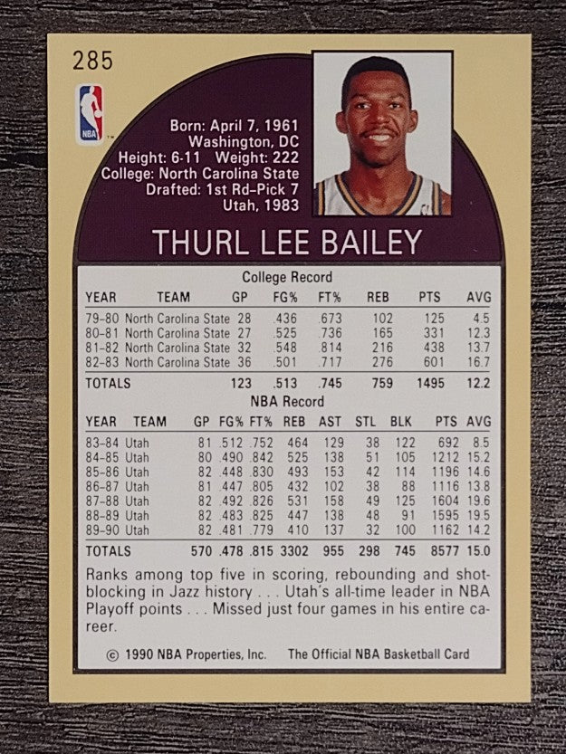 1990-91 Hoops #285 Thurl Bailey