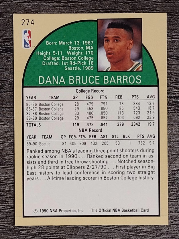 1990-91 Hoops #274 Dana Barros RC
