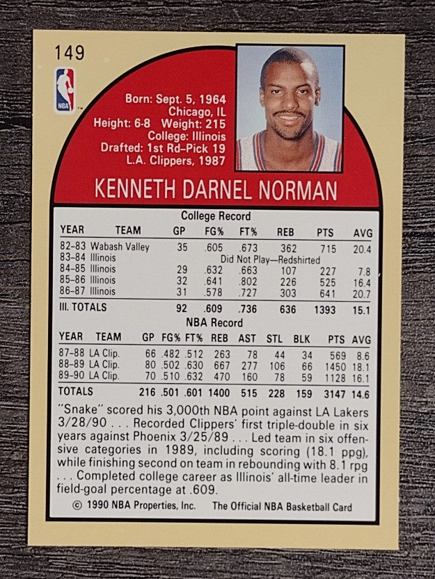 1990-91 Hoops #149 Ken Norman