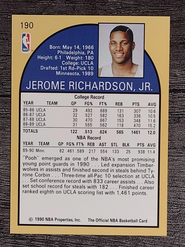 1990-91 Hoops #190 Pooh Richardson RC