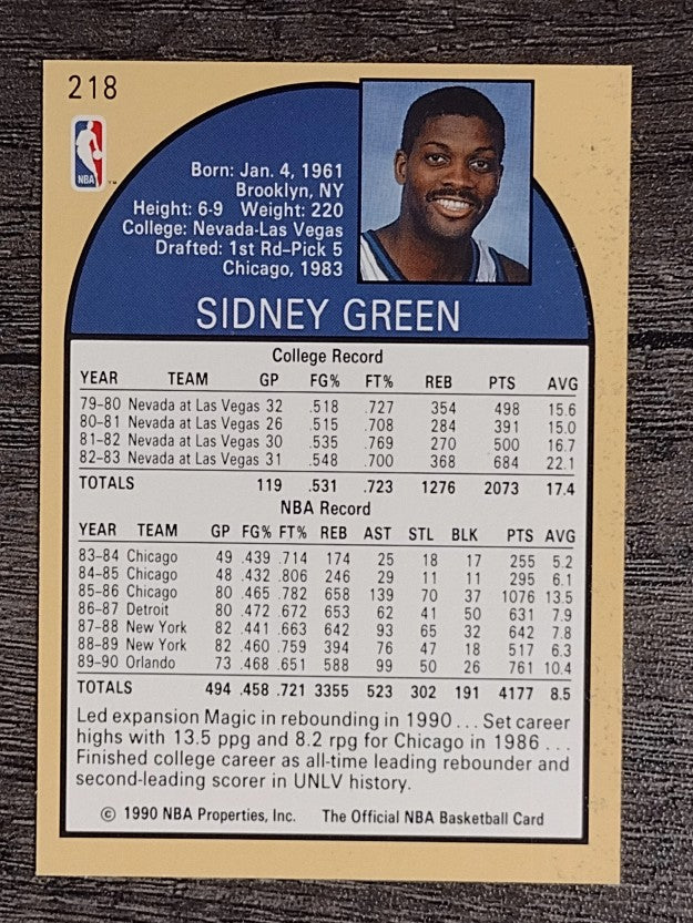 1990-91 Hoops #218 Sidney Green SP