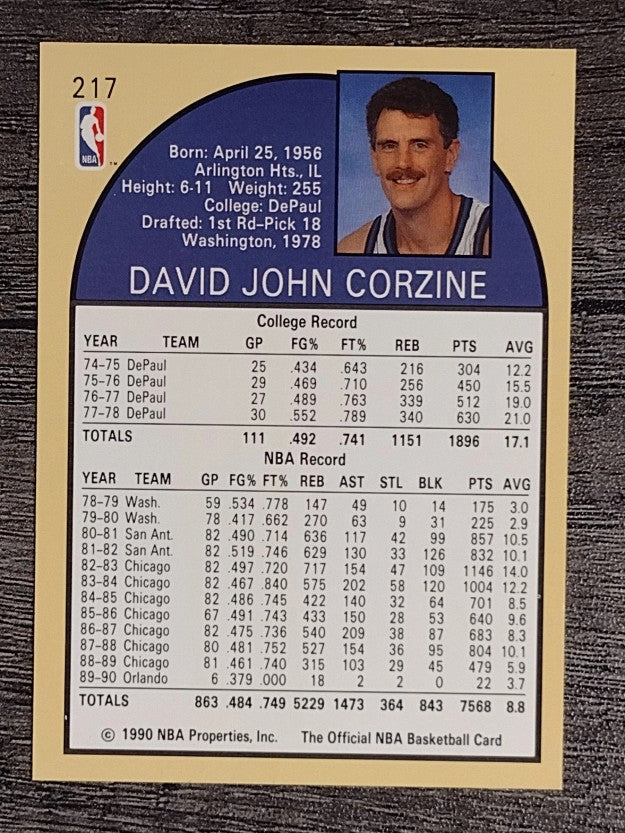 1990-91 Hoops #217 Dave Corzine SP