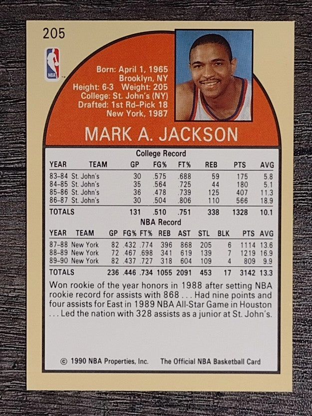 1990-91 Hoops #205 Mark Jackson/Lyle and Erik Menendez in background