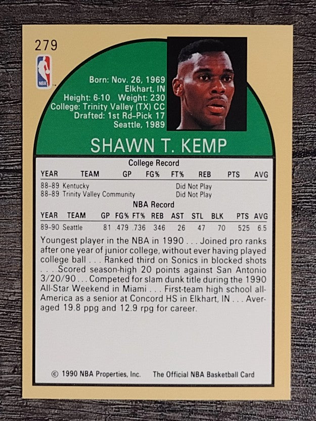 1990-91 Hoops #279 Shawn Kemp RC