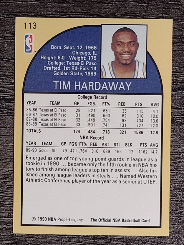 1990-91 Hoops #113 Tim Hardaway RC