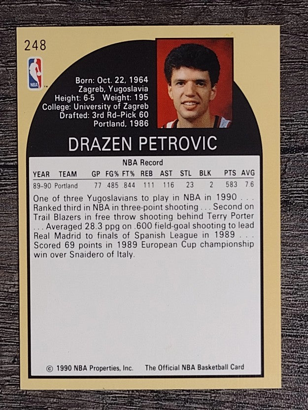 1990-91 Hoops #248 Drazen Petrovic RC