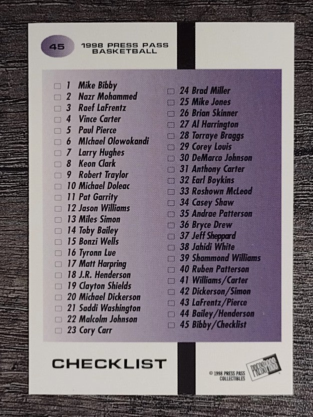 1998 Press Pass #45 Mike Bibby CL
