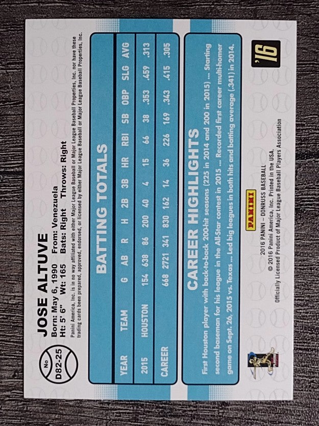 2016 Donruss '82 #25 Jose Altuve