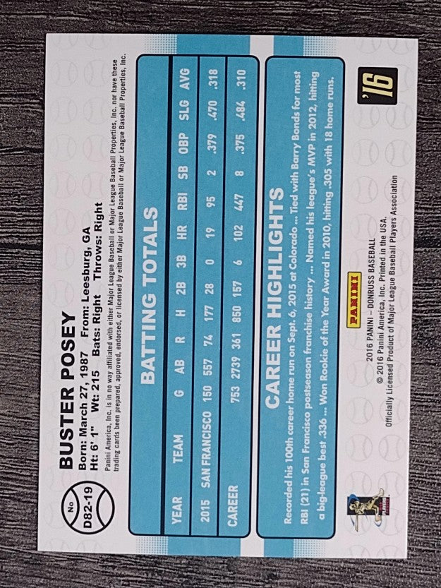 2016 Donruss '82 #19 Buster Posey