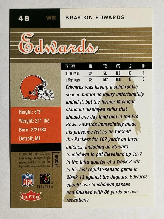2006 Ultra Gold Medallion #48 Braylon Edwards