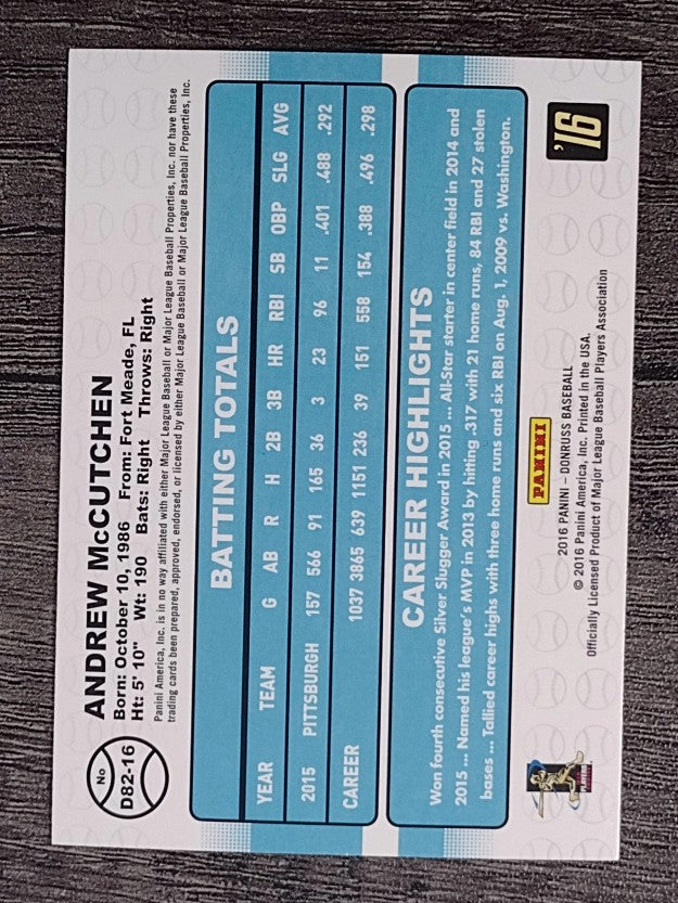 2016 Donruss '82 #16 Andrew McCutchen