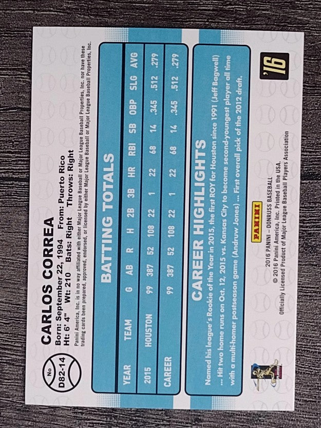 2016 Donruss '82 #14 Carlos Correa